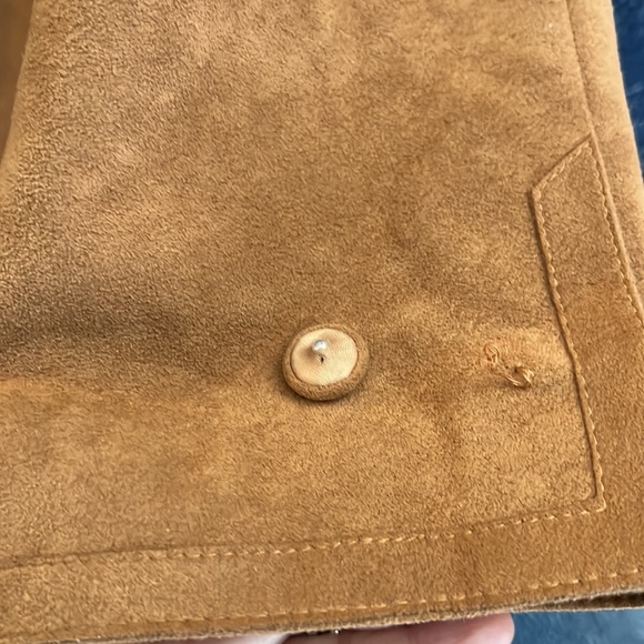 Lined suede camel blazer. - Picture 4 of 8